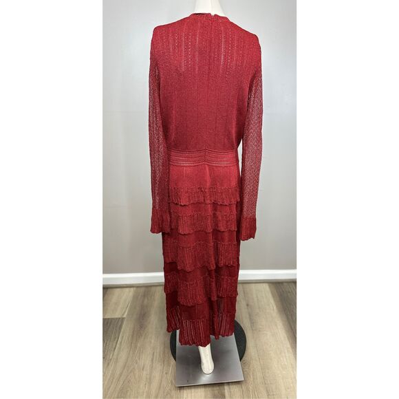 Lela Rose Piper Pointelle Tiered Maxi Dress Size L $1590 - Picture 7 of 9